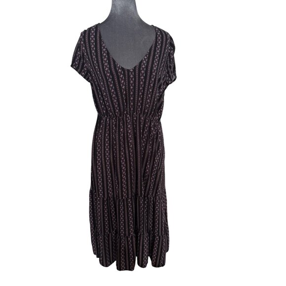 Torrid Womens Black & Pink Striped Floral Midi Dress - Picture 2 of 7